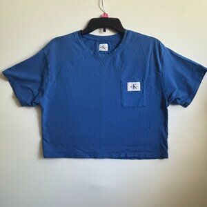 Calvin Klein Jeans Blue Cropped Pocket Tee